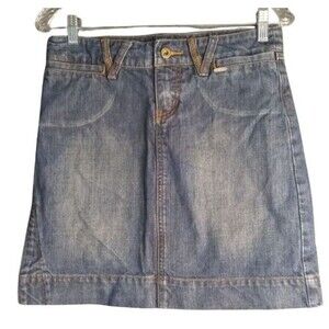 Billabong Y2K Denim Mini Skirt Juniors Size 3 Slit Hem Medium Wash